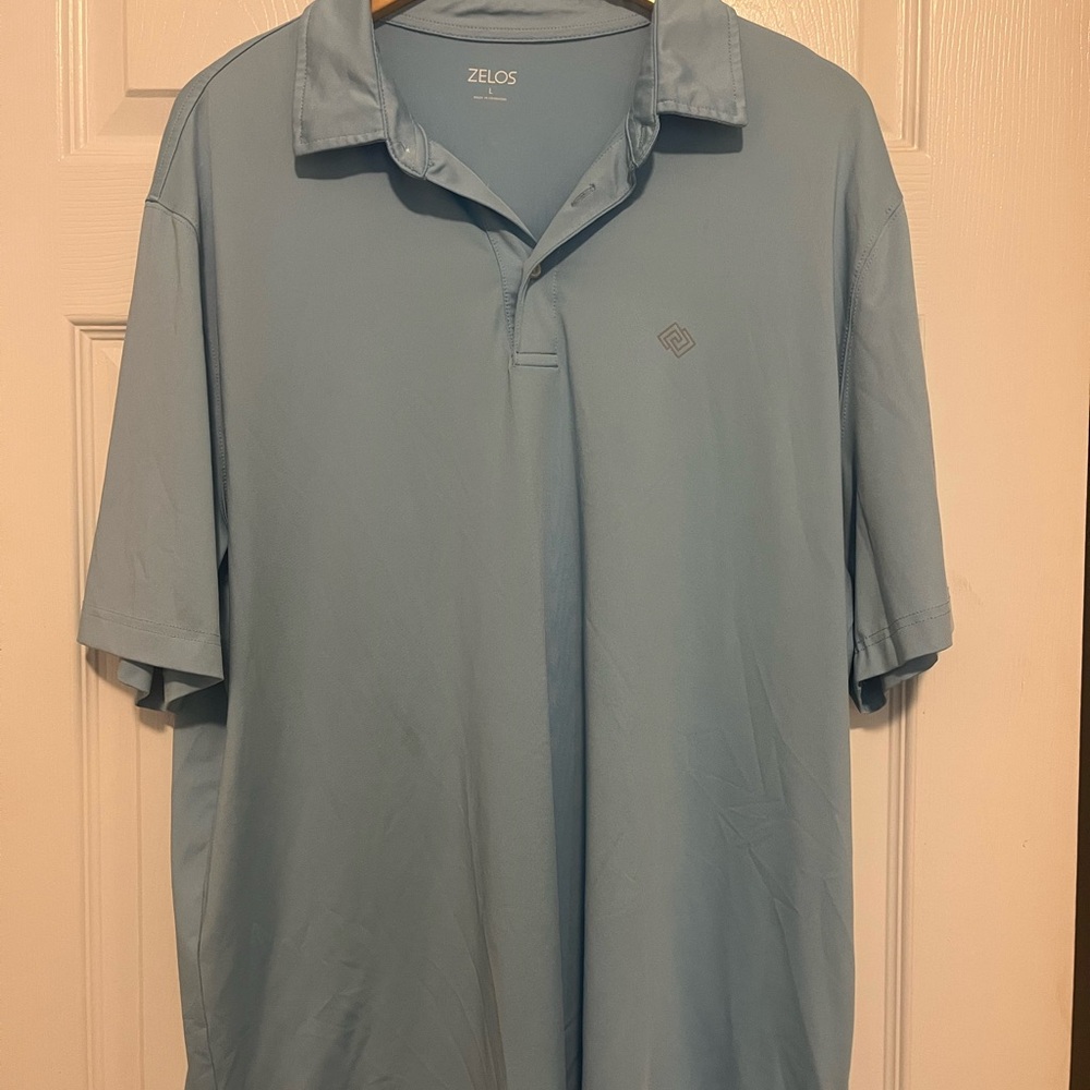 ZELOS Men's Sky Blue Golf Polo Shirt Size L